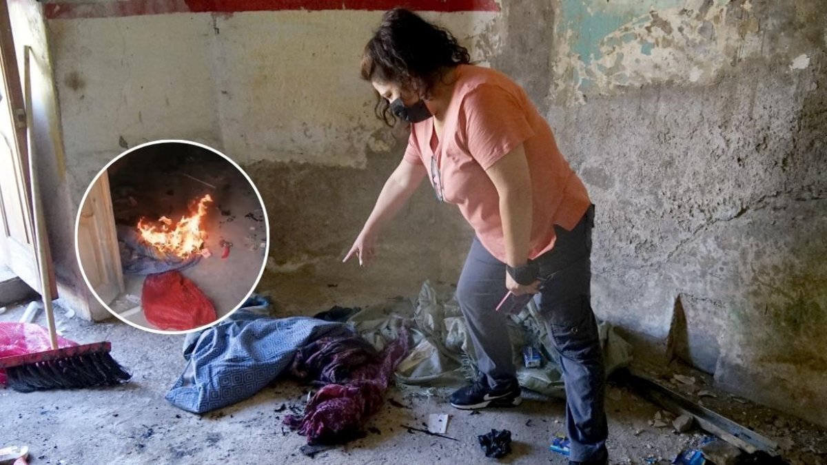 Consuelo Arroyo muestra una de las habitaciones donde empezaron a quemar cosas.