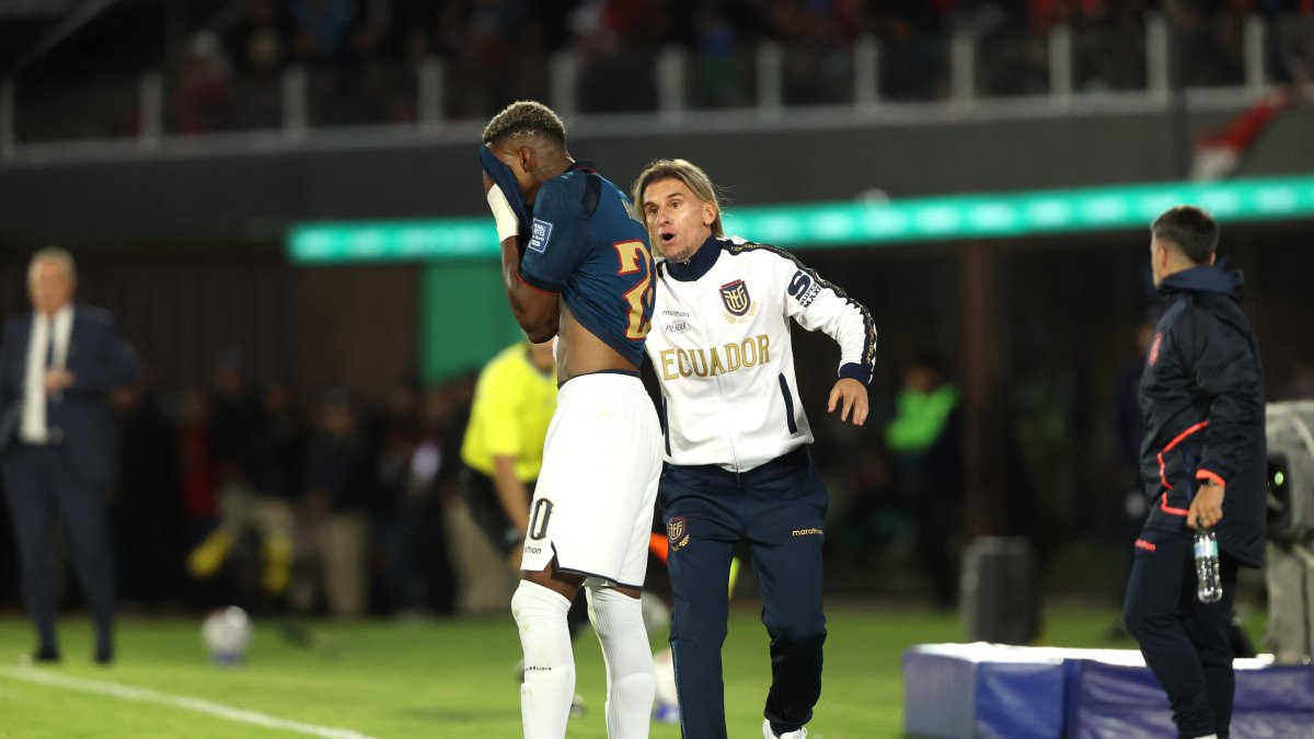El entrenador de Ecuador Sebastián Beccacece en el partido ante Paraguay.
