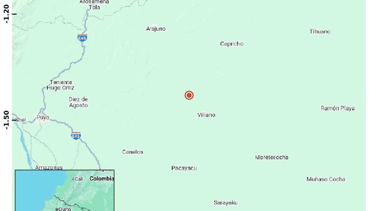 Sismo se registró en la provincia de Pastaza.