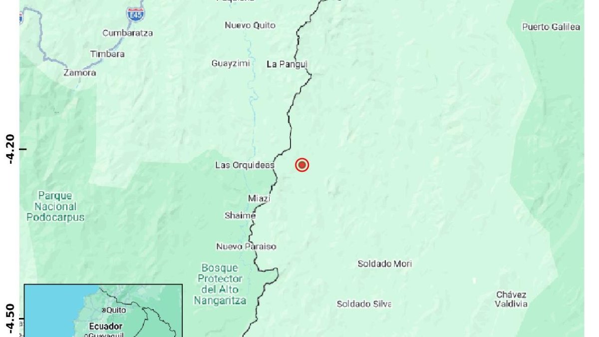 Un temblor se registró en la provincia de Zamora Chinchipe este miércoles.