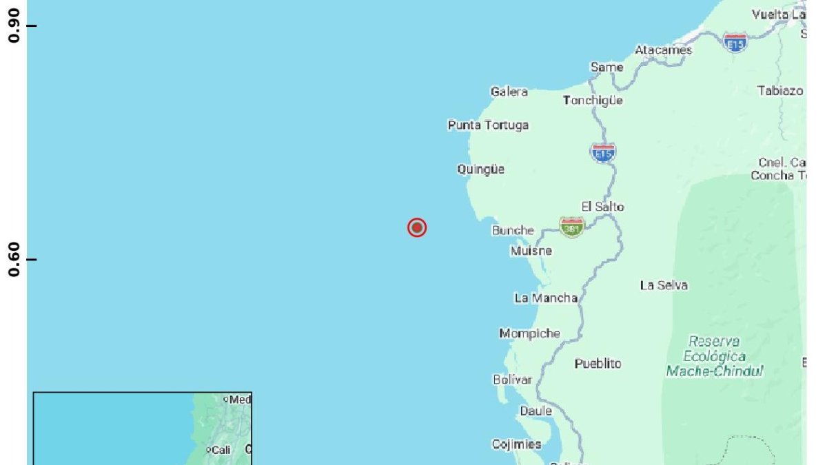 El temblor fue registrado en las costas de Esmeraldas.