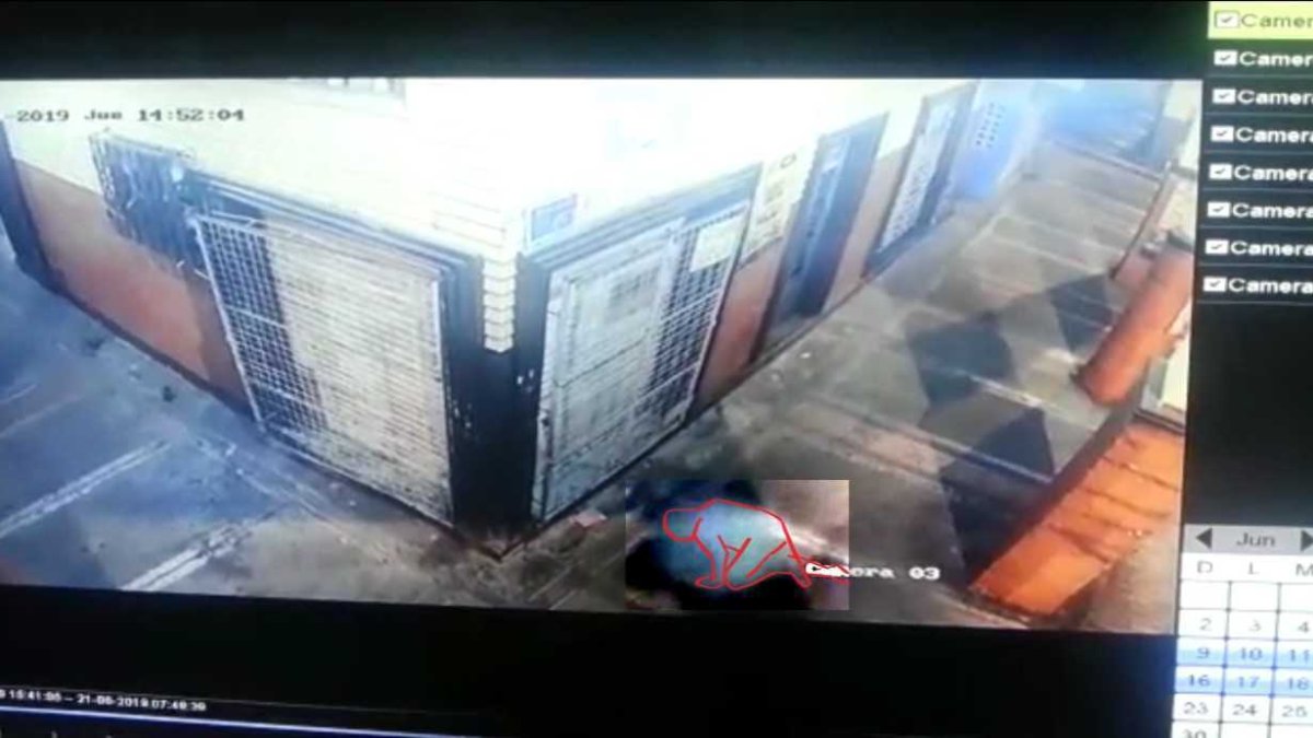 Imagen captada del video y donde se resalta con rojo lo que sería el supuesto fantasma.
