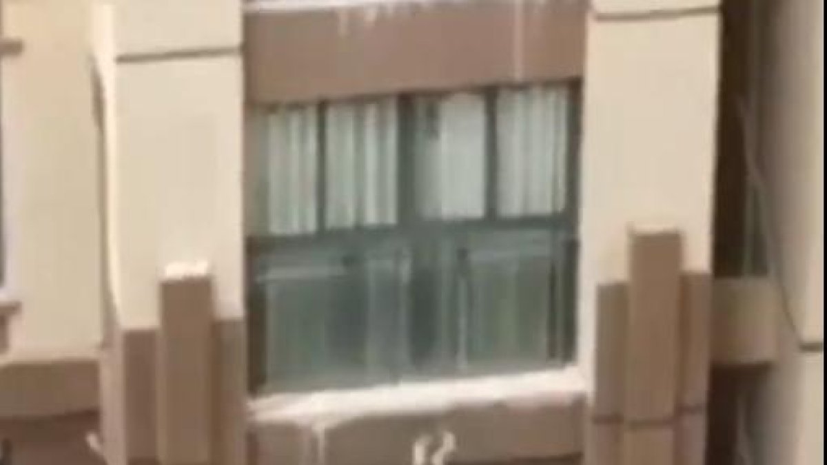 Los moradores del sector utitlizaron una manta para evitar que se impacte con el suelo.