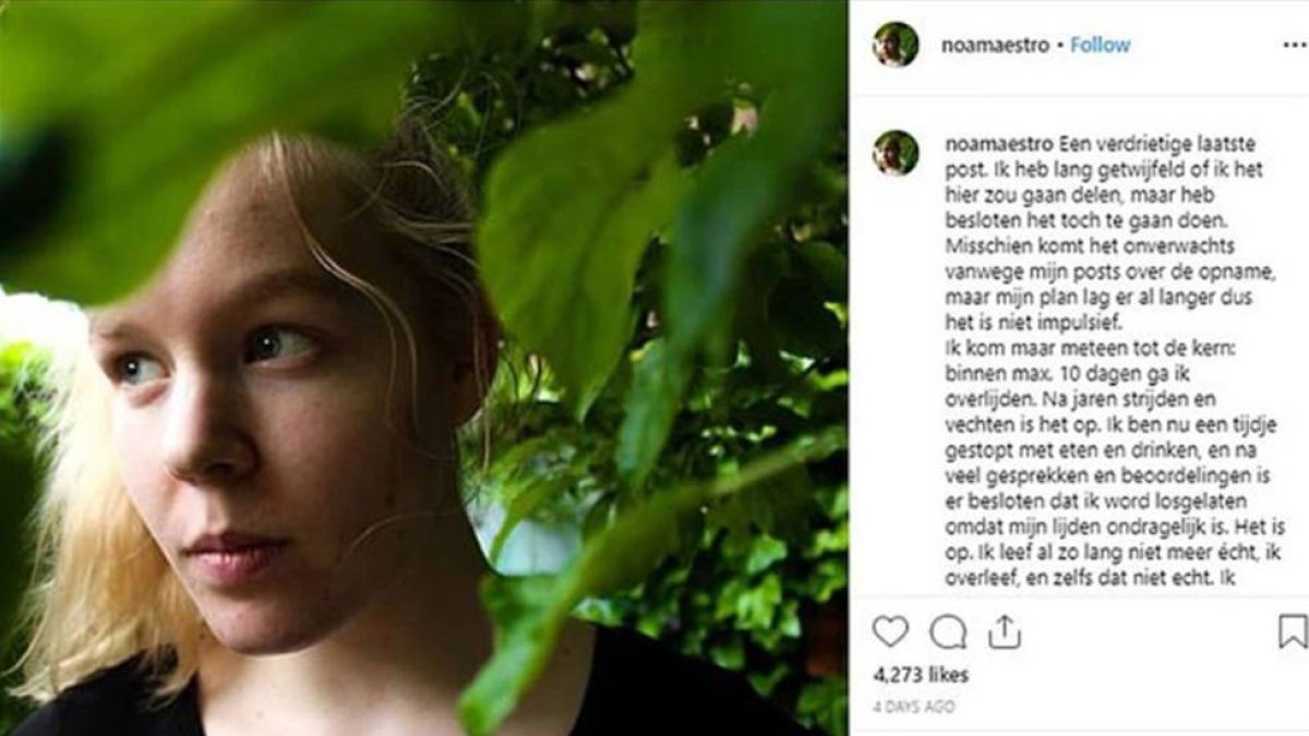 Mensaje de Noa Pothoven en su cuenta personal de Instagram días antes de su muerte.