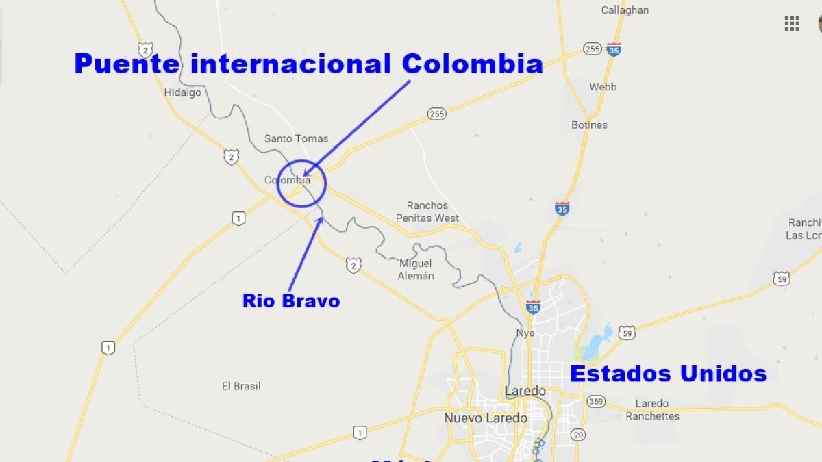 Mapa de la zona donde cruzarían los migrantes