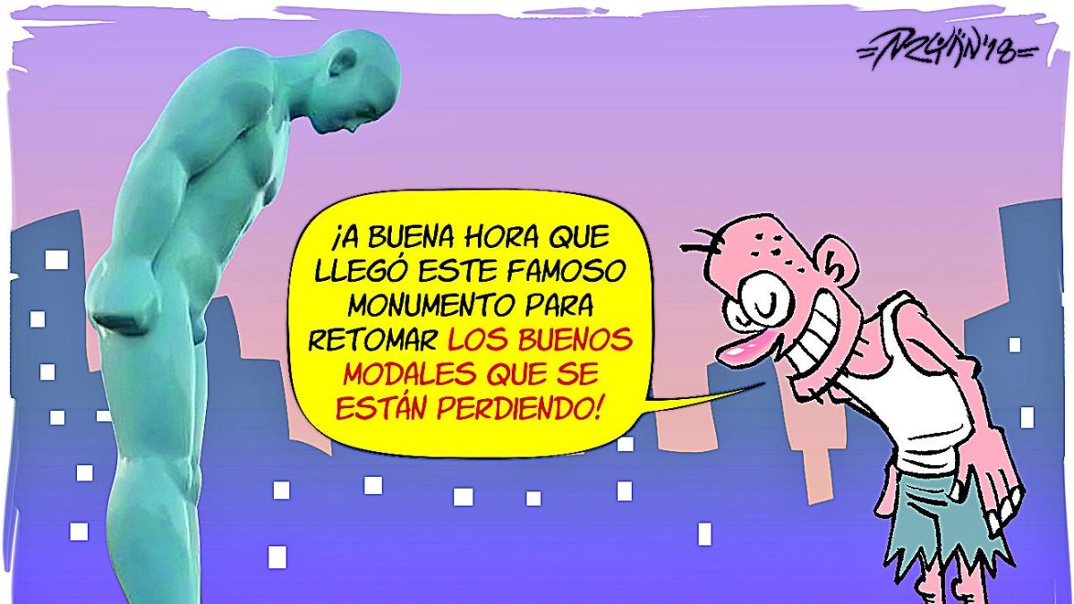 ...Escultura del saludo cultural de los coreanos...