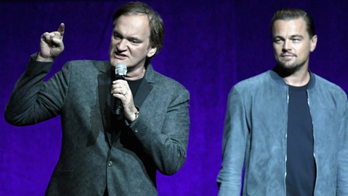 Quentin Tarantino y Leonardo DiCaprio en CinemaCon en Las Vegas.