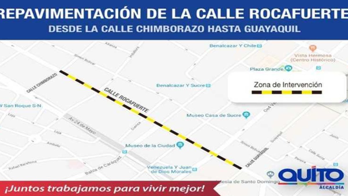 El tramo intervenido va desde la calle Chimborazo hasta la Guayaquil.