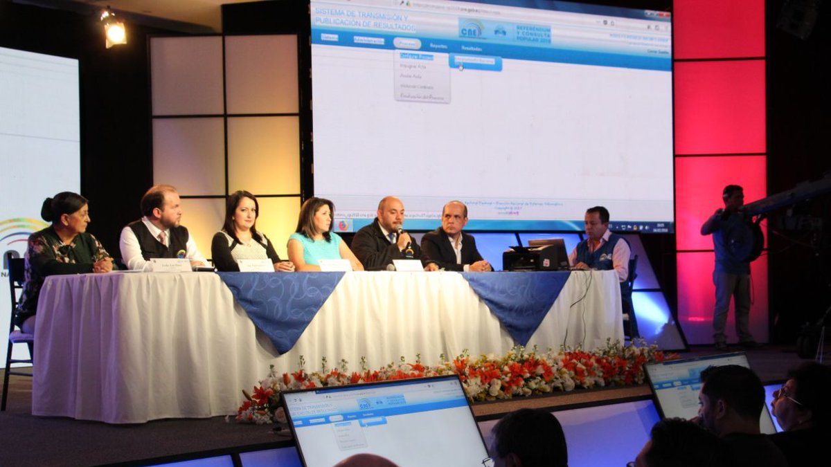 Según Nubia Villacís, titular del CNE, aproximadamente a las 19:30 de este domingo 4 de febrero, se prevé divulgar los resultados del conteo rápido.