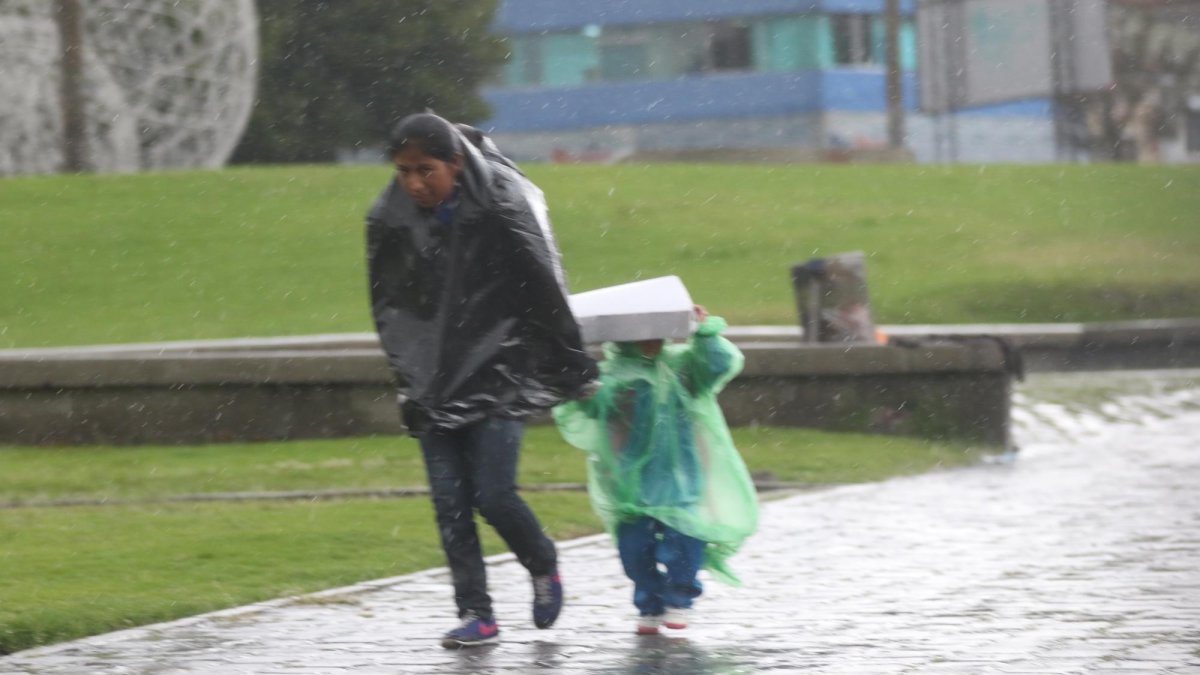 Los peatones trataron de cubrirse lo que más pudieron en las aceras.