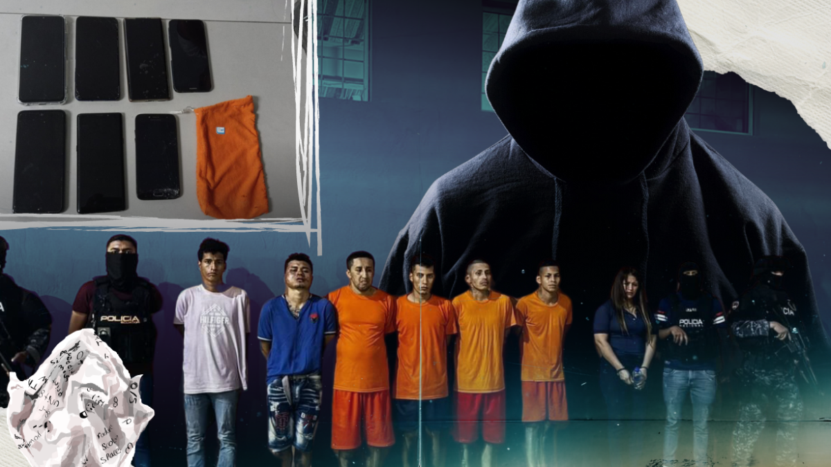 La policía presentó a los reclusos y los otros tres sujetos investigados por las amenazas extorsivas.