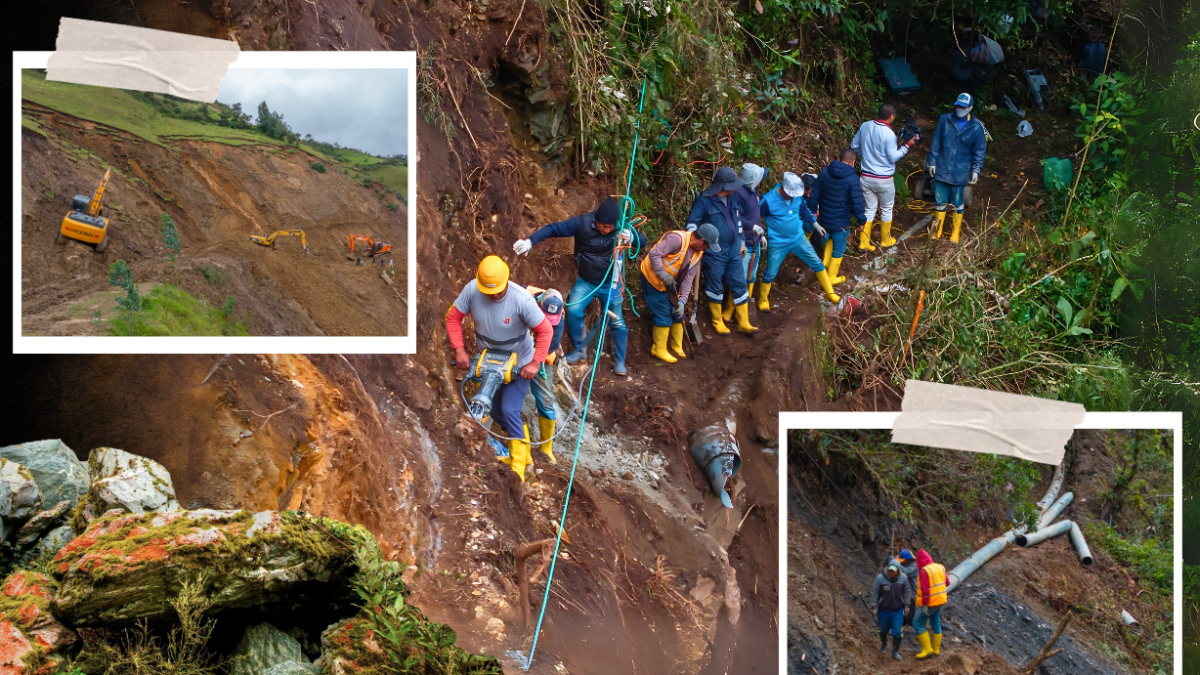 Cuadrillas de soldadores y con maquinaria trabajan para restablecer el suministro de agua.