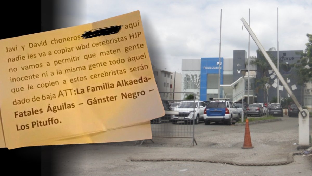 Este es uno de los panfletos arrojados en la Policía Judicial.