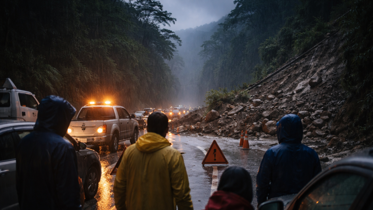 Estado de las vías en Ecuador. imagen recreada para estos días de carnaval.
