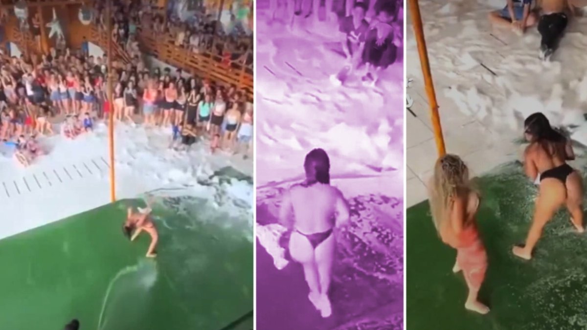 Dos de las concursantes que hacían su baile combinado con erotismo sin importarles que entre los espectadores había niños.