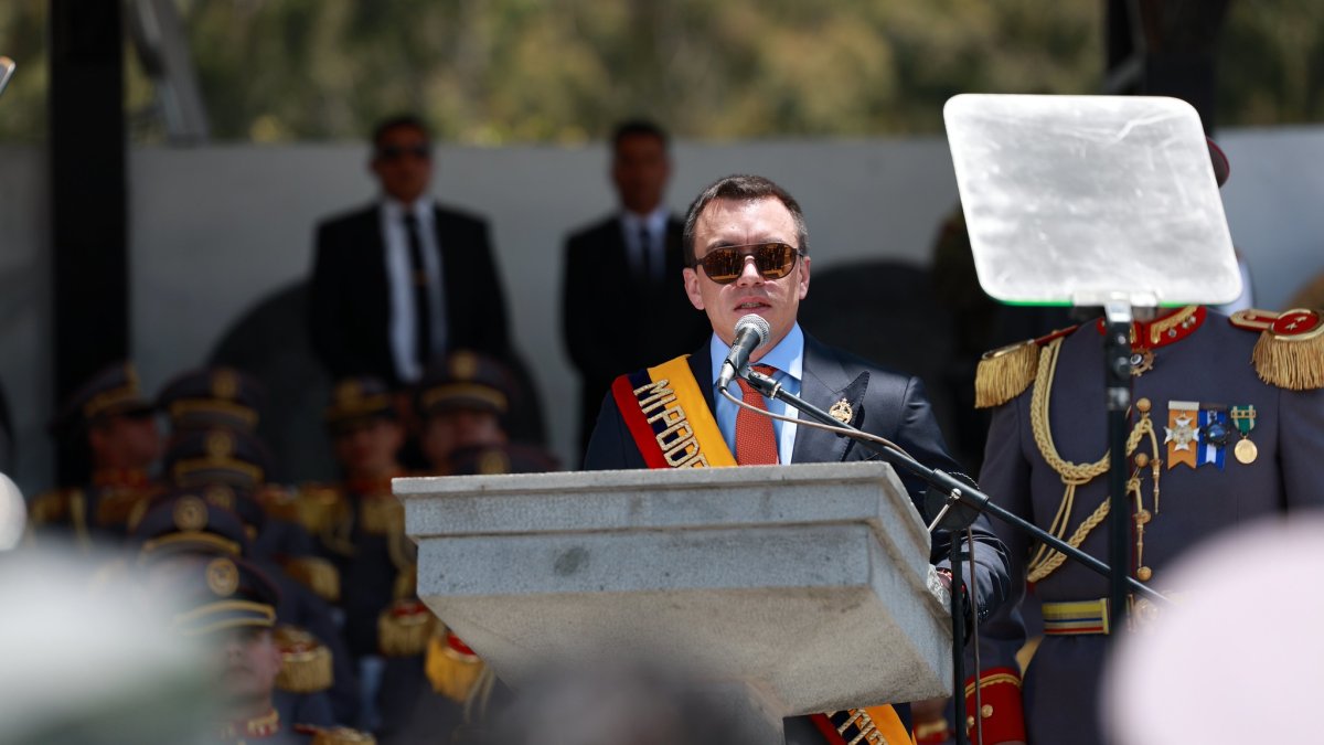 Daniel Noboa, presidente de Ecuador, durante un acto público a finales de febrero de 2026.