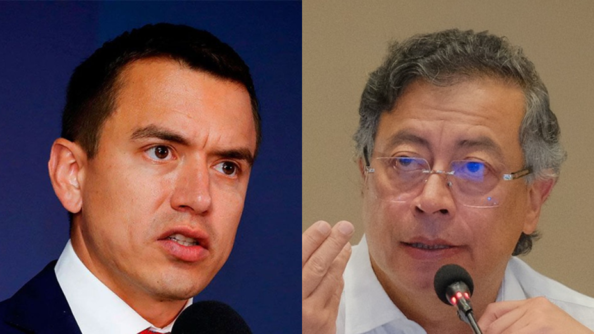 El presidente Daniel Noboa durante un evento oficial, defendiendo el alza de aranceles a Colombia como una medida vinculada a seguridad fronteriza y comercio bilateral