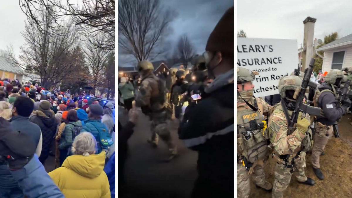 Manifestantes se enfrentan con agentes de inmigración y policías durante un operativo de ICE en South Burlington, Vermont
