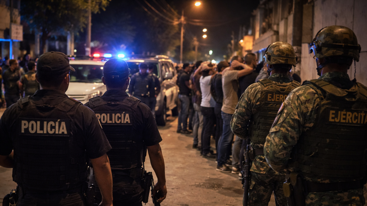 Toque de queda en Ecuador: recreación mediante IA sobre la gran cantidad de detenidos.