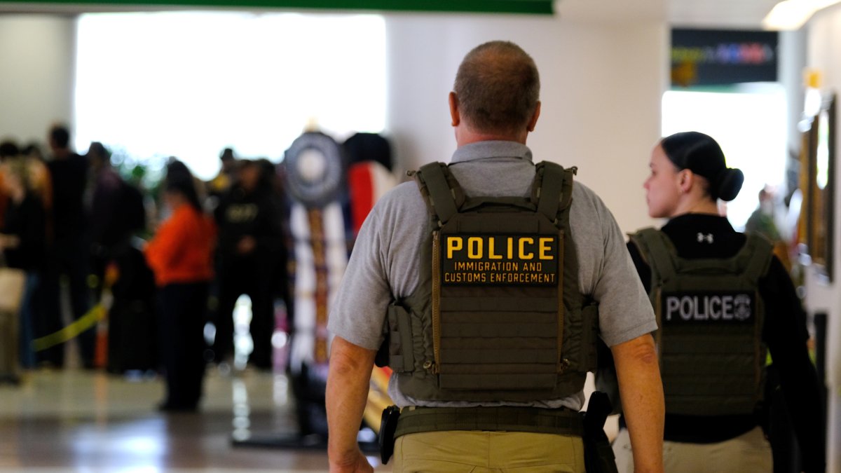 Personal del Departamento de Seguridad Nacional (DHS) efectuando controles en el  Aeropuerto Intercontinental George Bush en Houston (EE.UU).