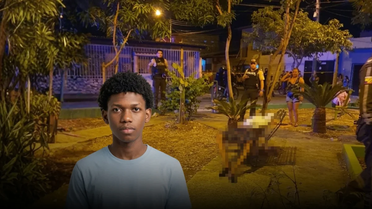 El cadáver de Carlos Ismael Caicedo Tejada quedó sobre la banca metálica donde se encontraba sentado cuando fue atacado.