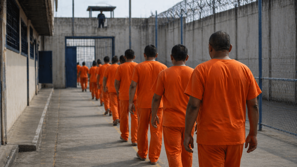 Cárceles de Ecuador: recreación de IA de un centro de privación de la libertad, donde reclusos estarán separados.