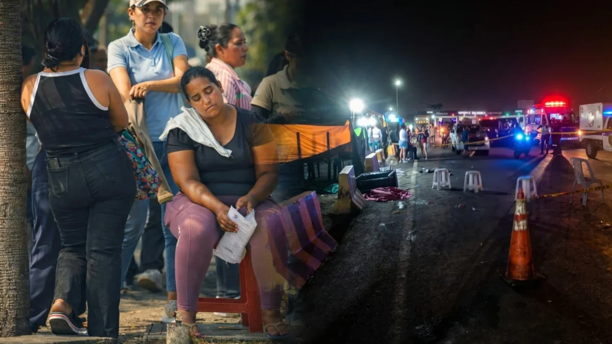 La madre de la niña (de espaldas) y la abuela (sentada en una silla) permanecían consternadas tras 

el trágico hecho.