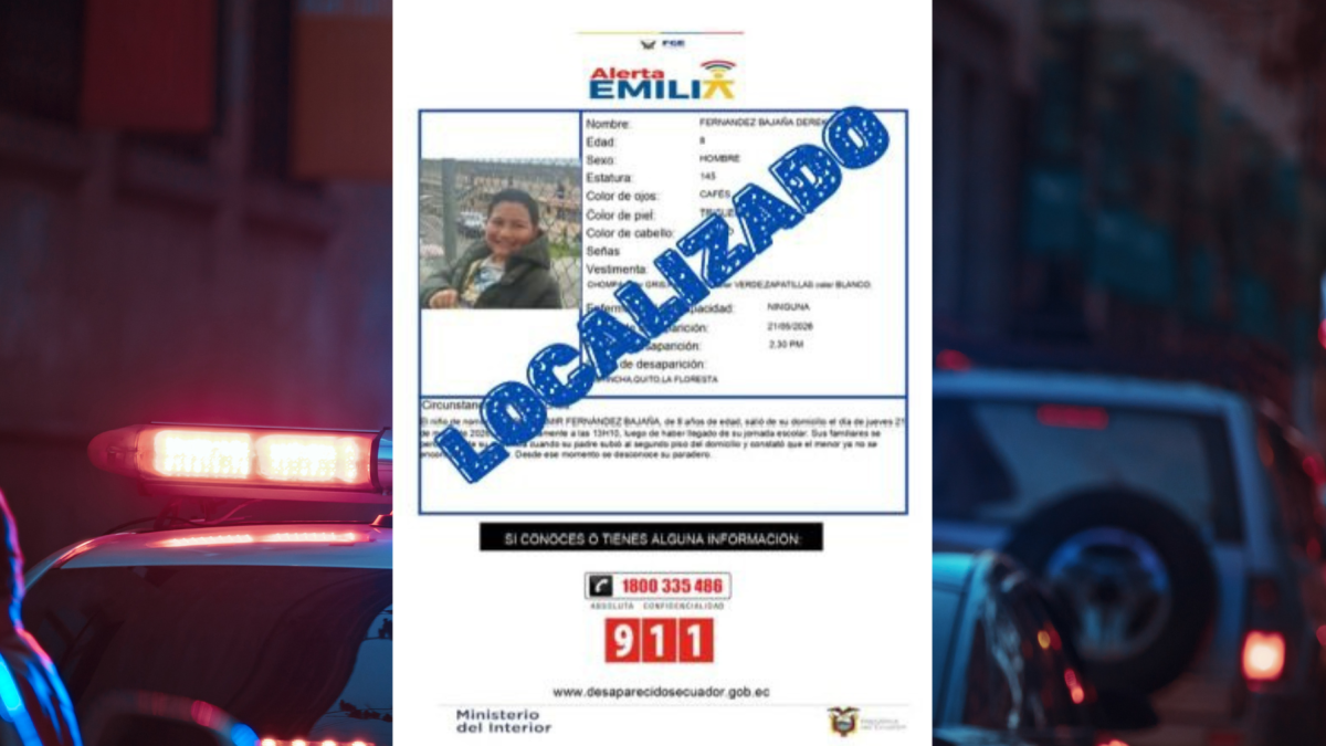 Policía localiza a menor desaparecido en Quito tras activar alerta Emilia