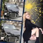 El vehículo de la joven modelo presenta graves daños.