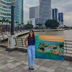 Gaby Balda muestra en Instagram su pintura que homenajea a Guayaquil.