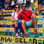 Fabián Bustos con su esposa Romina en uno de los tantos viajes a Brasil.
