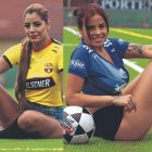 Grace Castro y Elena Viteri luciendo la camiseta de su equipo.