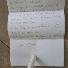La carta que fue enviada por los extorsionadores al comerciante.