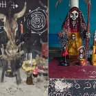 Estos dos altares de la Santa Muerte fueron hayados en sitios donde se reúnen criminales según las autoridades. Luego de la foto, fueron destruidos.