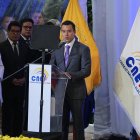 Daniel Noboa, Presidente de Ecuador, durante la apertura de las votaciones del 21 de abril de 2024.