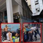 Secuencia. 1. Conductor provoca al agente antes del combate. 2. Agentes tratan de neutralizar al conductor. 3. Ciudadano se sube en su propio vehículo antes de tirar más golpes.