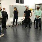 El ministro de Salud, Juan Carlos Zevallos, y la Secretaria del Deporte, Andrea Sotomayor recibido por los directivos del Barcelona, Carlos Alfaro Moreno, Xavier Salem y el gerente general Jorge Eguez