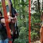 Dos imágenes de Beka Garris y su hija en plena escena de caza.