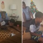 Los chicos se tiraron al piso de la emoción por ver el regalo.