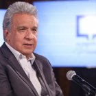 El presidente Lenín Moreno en su programa radial semanal.