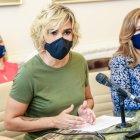 La alcaldesa Cynthia Viteri en la rueda de prensa en la que anunció el proceso de vacunación.