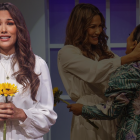 Alejandra Jaramillo en su primera aparición pública tras el duelo por el asesinato de Efraín Ruales.