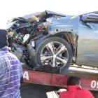 Así quedó el vehículo que se impactó contra la moto. El accidente ocurrió a las 14:15 de este sábado.