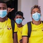 Leonel Quiñónez, Jonathan Perlaza y Byron Castillo cuando viajaban a Ambato.