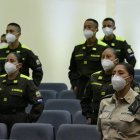 Los cadetes en Ecuador durante la inauguración del taller.