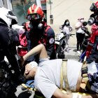 Uno de los implicados fue llevado hasta una casa de salud porque fue herido en su pie izquierdo.