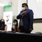 El Ab. José Arévalo, cuando era posesionado para su nuevo periodo como presidente de FEDENADOR.