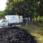 El cuerpo de Ronald Javier Vélez Saltos la mañana del miércoles 30 de marzo flotando en una poza.