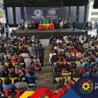 Una vista panorámica del evento en la Plaza de la República, donde se efectúa la sesión solemne por la gesta del Pichincha.
