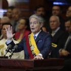 El Legislativo retoma el debate sobre el pedido de la bancada del correísmo que activó el artículo 130 de la Constitución sobre la remoción presidencial por crisis política. Presidente Guillermo Lasso durante su intervención en el informe de labores a la nación en el pleno de la Asamblea. Quito 24 de mayo del 2022 Agencia ( ag - expreso ag extra ). HENRY LAPO